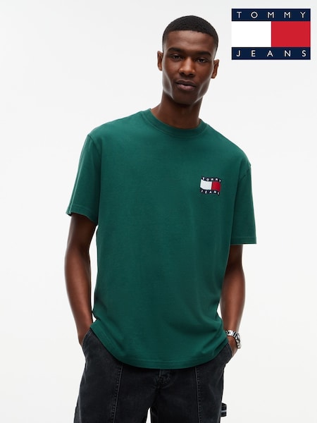 Green - Regular Tommy Jeans Wavy Flag Back Logo Relaxed T-shirt
