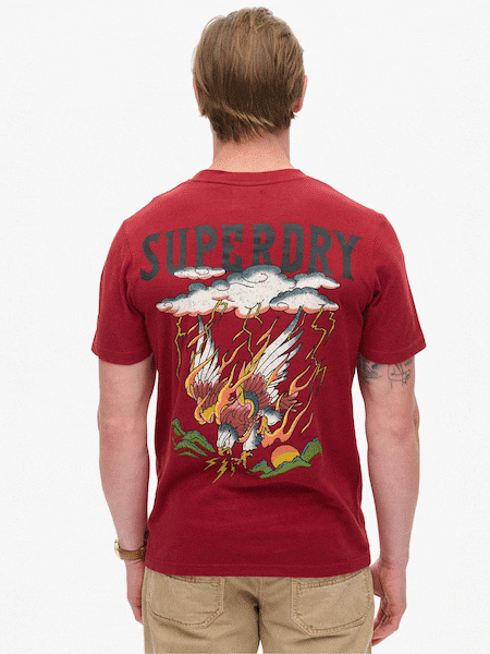 Superdry Red 100% Cotton Tattoo Graphic T-Shirt (790865) | 148 QAR