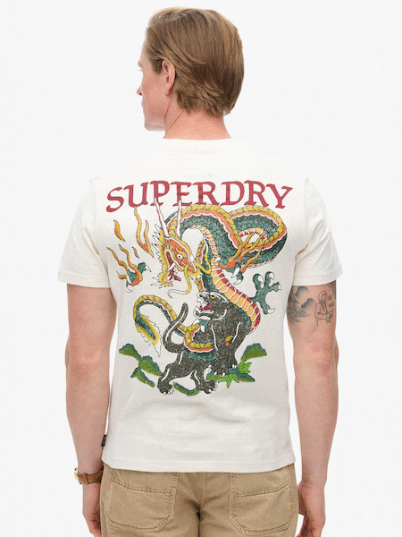 Superdry Nude 100% Cotton Tattoo Graphic T-Shirt (790902) | €45