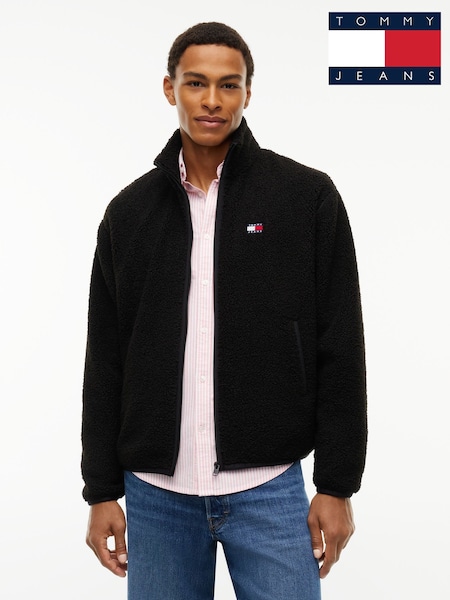 Black - Regular Tommy Jeans Badge Teddy Relaxed Zip-thru Sweatshirt