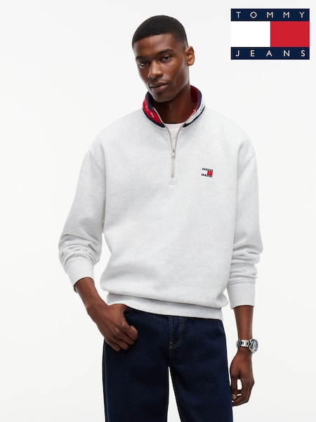 Γκρι - Regular Tommy Hilfiger Badge Relaxed Quarter-zip Sweatshirt