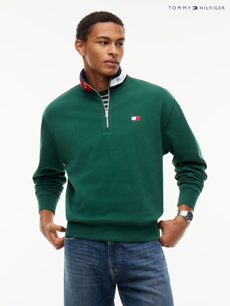 Green - Regular Tommy Hilfiger Badge Relaxed Quarter-zip Sweatshirt