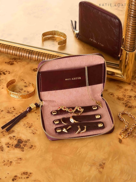 Red - Katie Loxton Slim Jewellery Case 'more Amour'