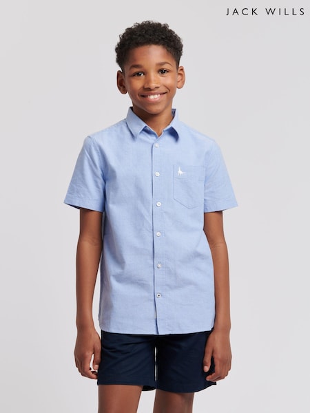 Jack Wills Blue Boys Short Sleeve Oxford Shirt (791458) | $79 - $94