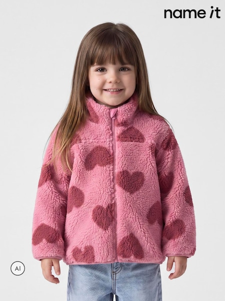 Red - Name It Heart Teddy Fleece Jacket
