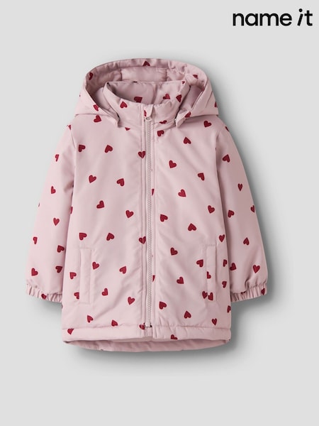 Purple - Name It Heart Printed Shower Proof Jacket