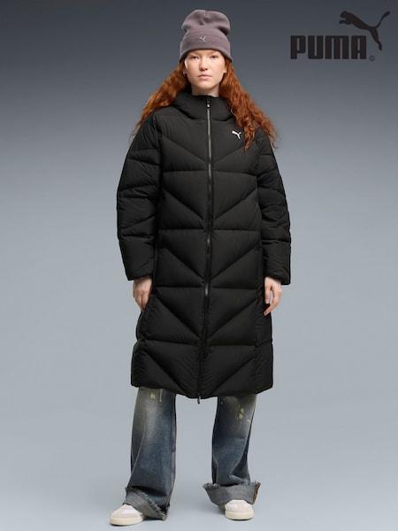 Black - Regular Puma Hooded Down Puffer Coat