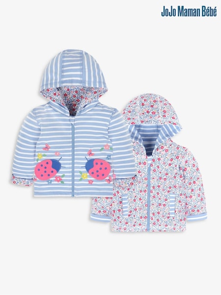 JoJo Maman Bébé Blue Ladybird Appliqué With Pet In Pocket Reversible Hoodie (792043) | €41