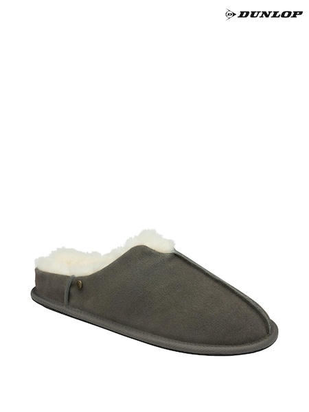 Dunlop Green Mens Real Suede Faux Fur Lined Closed Toe Mule Slippers (792208) | €19