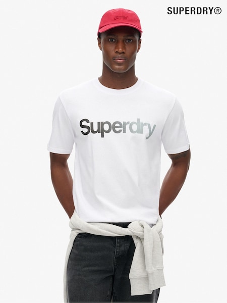 Superdry White 100% Cotton Core Logo Fade Loose T-Shirt (792410) | €46