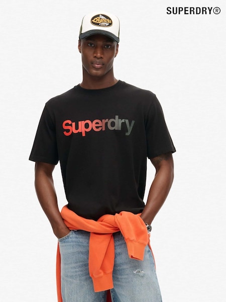 Superdry Black 100% Cotton Core Logo Fade Loose T-Shirt (792425) | €45