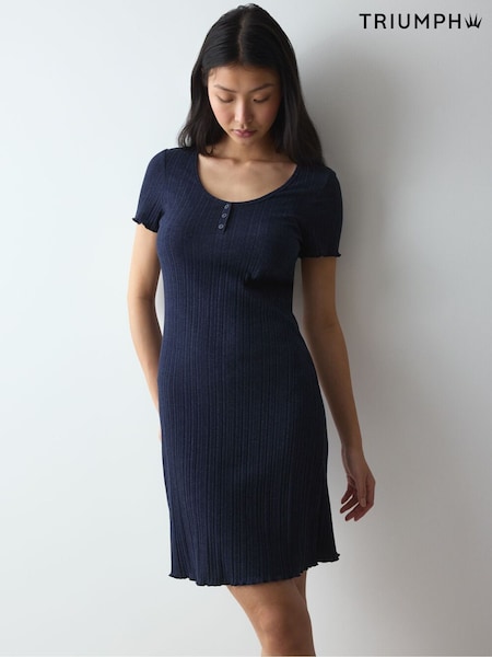 Bleu - Triumph Versatile Rib Short Sleeved Nightdress
