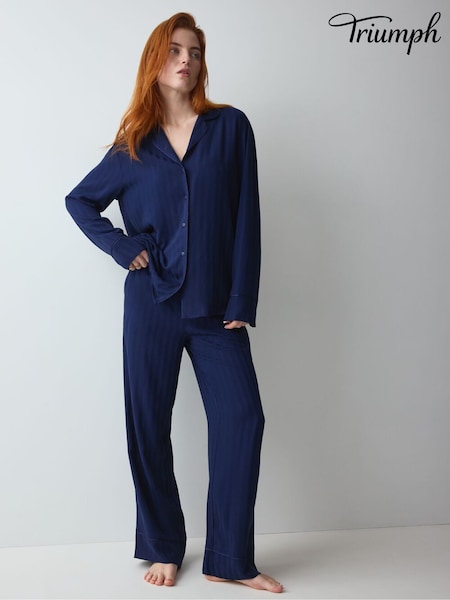 Blue - Triumph Amourette Jacquard Pyjamas Set