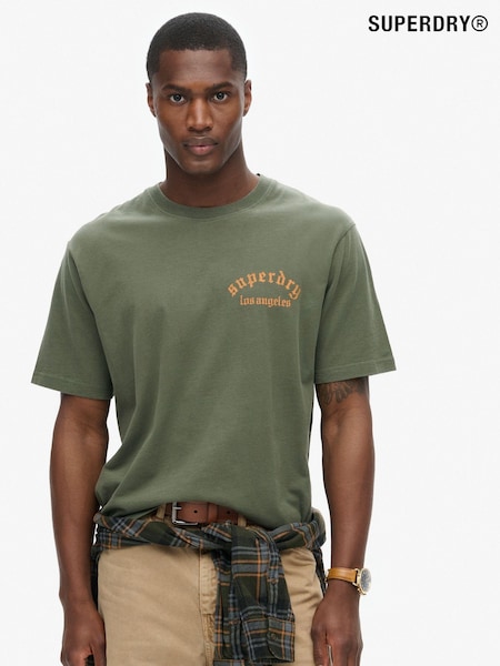 Superdry Dark Grey Green 100% Cotton Tattoo Graphic Loose T-Shirt (792929) | R$ 295