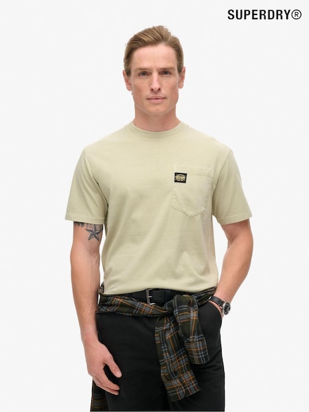 Вимитий бежевий - Superdry 100% Cotton Contrast Stitch Pocket футболки (793294) | 1 622 грн