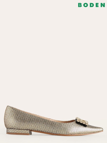 Gold - Boden Flache Schuhe mit Schnalle und Schmucksteinen (793339) | 53 €