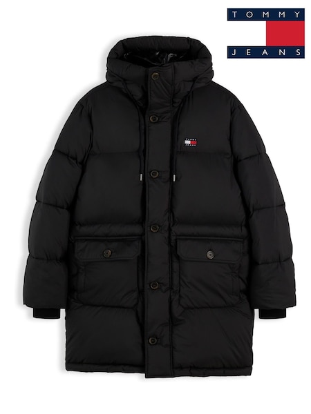 أسود - Regular Tommy Jeans Relaxed Padded Hooded Parka