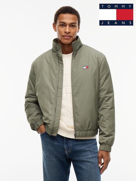 Green - Regular Tommy Jeans Logo Padded Zip-thru Jacket