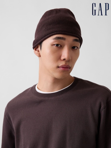 Dark Brown - Regular Gap Cotton Knit Beanie