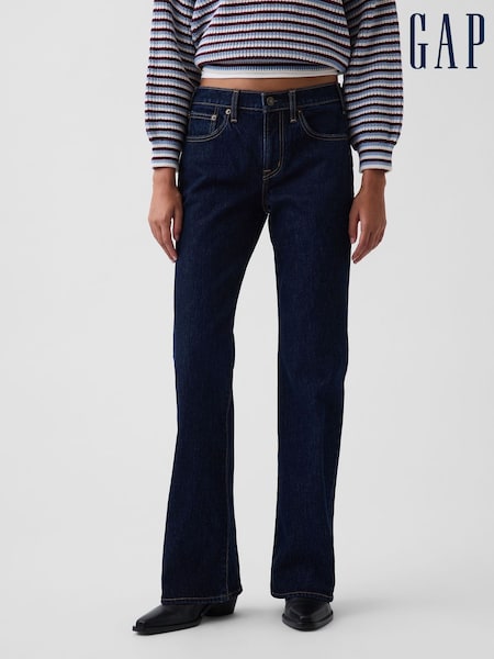 Dark Indigo Wash - Gap Mid Rise Relaxed Flare Jeans