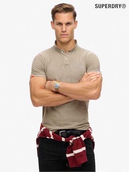 Superdry Destroy Dove Grey Vint Destroy 100% Cotton Polo Shirt (793923) | 99 QAR