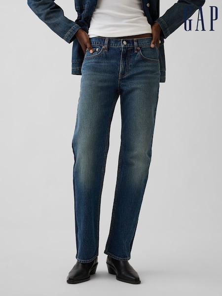 Mørk vask - Gap Mid Rise Relaxed Straight Jeans