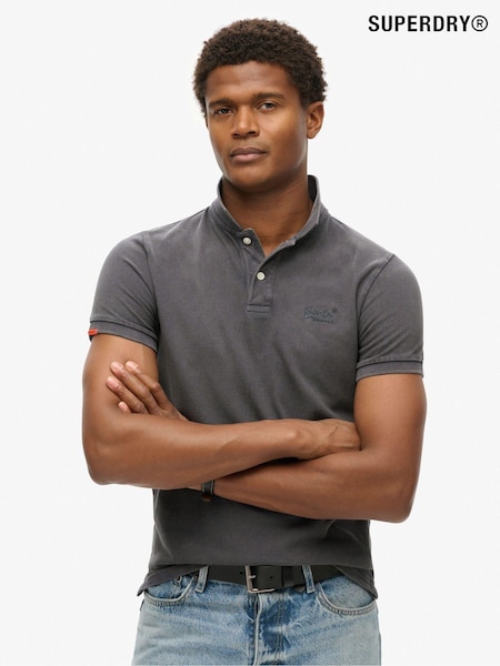 Superdry Destroy Graphic Black Vint Destroy 100% Cotton Polo Shirt (794057) | 99 QAR