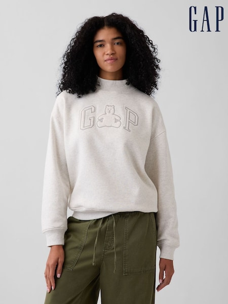 Grey Brannan Bear - Gap Vintagesoft Oversized Mock Neck Logo Sweatshirt
