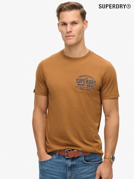 Superdry Dark Tobacco Marl Machined Goods Workwear T-Shirt (794087) | €37