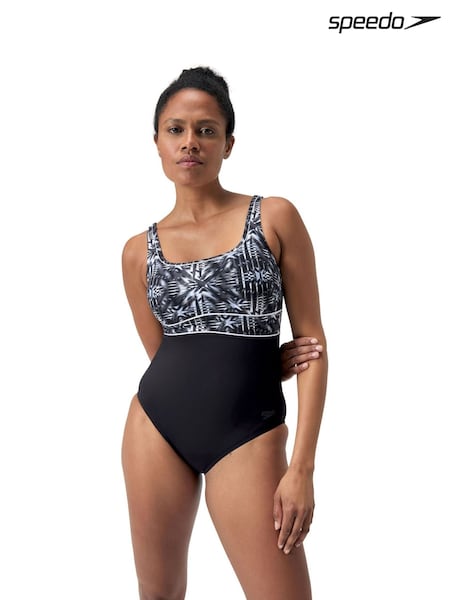 Speedo Black Shaping Womens ContourEclipse Printed Swimsuit (794550) | €78
