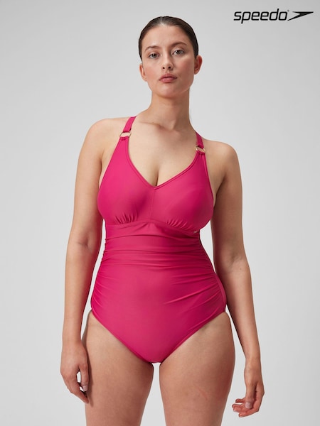 Speedo Pink Womens Shaping V-Neck 1 Piece Swimsuit (794554) | €21