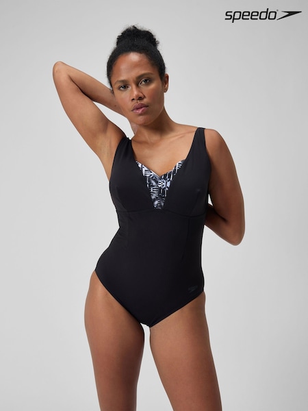 Speedo Black Printed Womens Shaping Opus Gem DD+ 1 Piece Swimsuit (794775) | €37