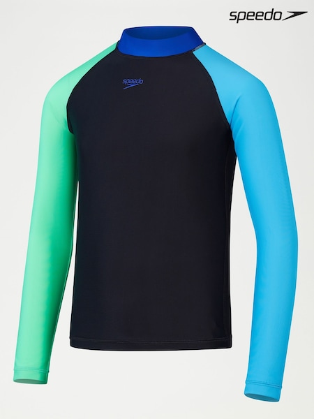 Speedo Boys Colourblock Rash Top and Jammer Black Set (794978) | €16