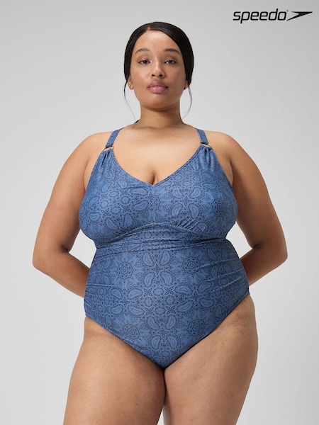 Speedo Womens Shaping Printed V-Neck Swimsuit 1 Piece (795043) | 204 LEI