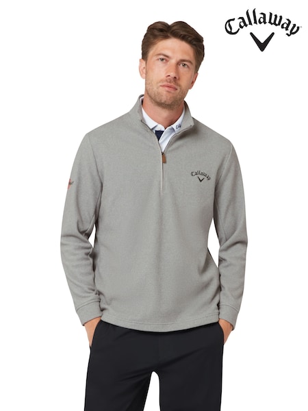 Grey - Regular Callaway Apparel Grey Odyssey Birdseye Jacquard Pullover Jumper