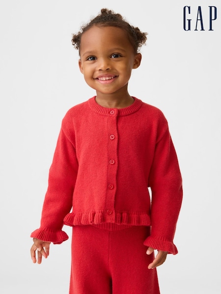 Roșu - Gap Cashsoft Ruffle Cardigan (6mths-5yrs)