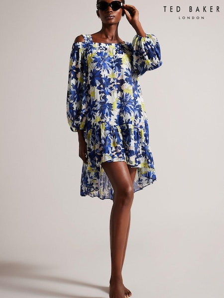 Ted Baker Blue Rossey Off The Shoulder Mini Cover-Up Dress (795457) | €28