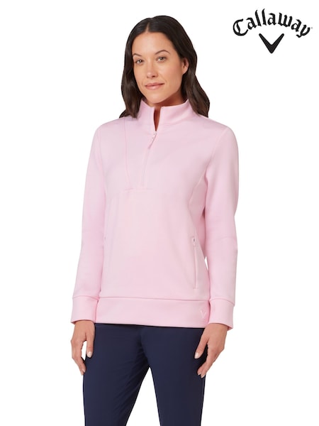 Rosa - Callaway Apparel Pink 1/2 Zip Soft Touch Pullover Jumper