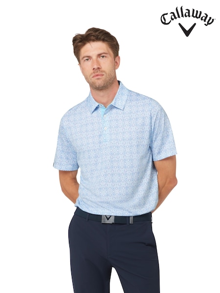 Bela - Regular Callaway Apparel Fractal Chev Print White Polo Shirt