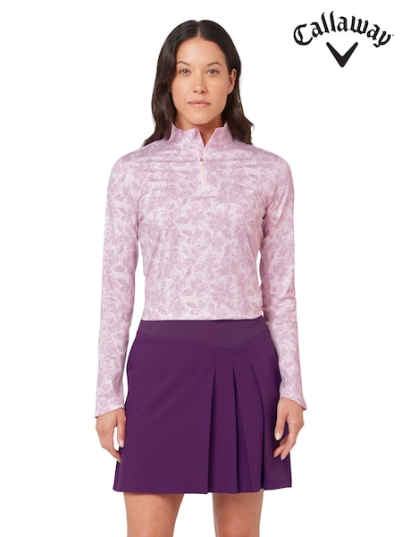 Pink - Long Sleeve Abstract Floral Sun Protection Top