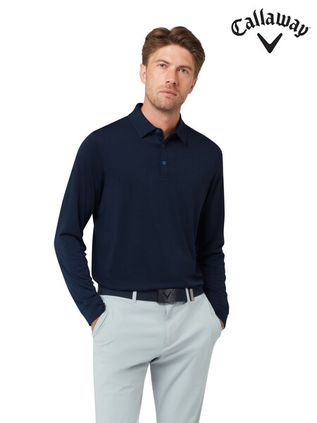 Blue - Regular Callaway Apparel Blue Long Sleeve Soft Touch Polo Shirt