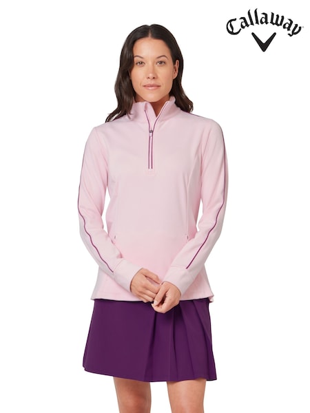 Ροζ - Callaway Apparel Pink Midweight Textured Pullover Jumper