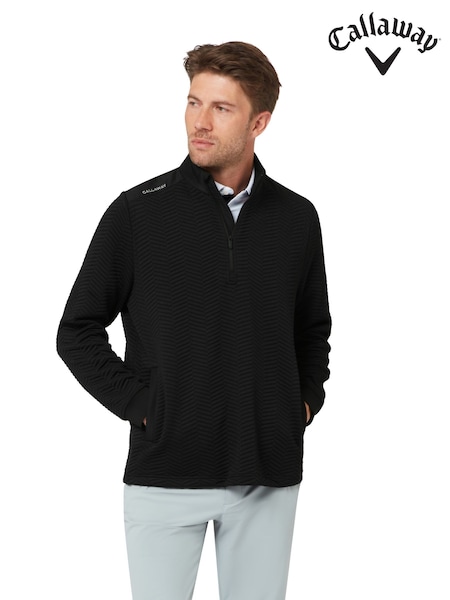 Svart - Regular Callaway Apparel Emea Long Sleeve Mid-layer Chev Pullover Black Jumper