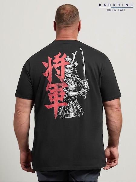 Black - Full Length Badrhino Big & Tall Shogun Samurai Graphic T-shirt