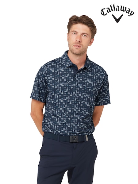 modra - Regular Callaway Apparel Blue All Weather Print Polo Shirt