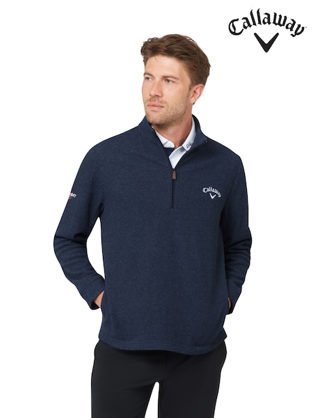 Blue - Regular Callaway Apparel Blue Odyssey Birdseye Jacquard Pullover Jumper