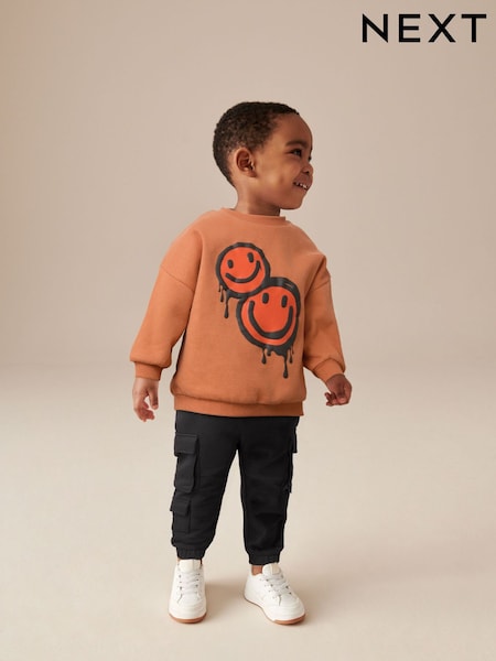 Rust Brown Happy Sweatshirt and Utility Joggers 2 Piece Set (3mths-7yrs) (796240) | TRY 740 - TRY 888