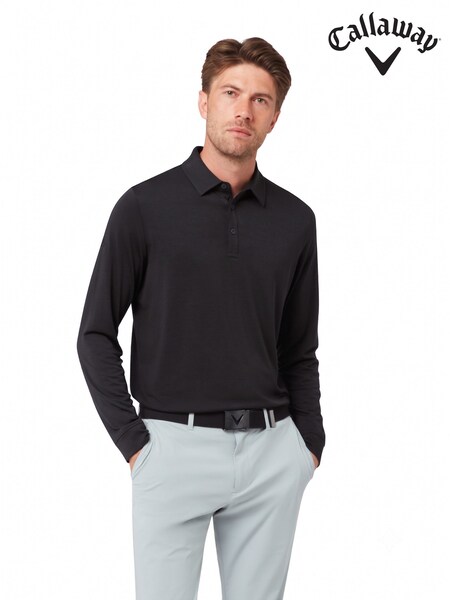Black - Regular Callaway Apparel Long Sleeve Soft Touch Black Polo Shirt