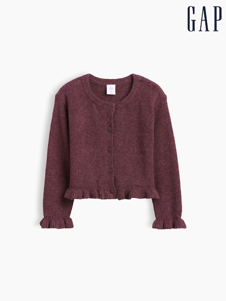 Burgundy - Gap Cashsoft Ruffle Cardigan (6mths-5yrs)