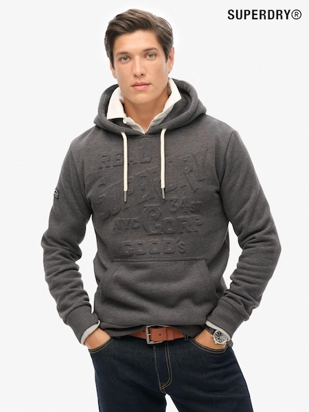 Grafite Cinza escuro Marl - Superdry Embossed Logo Graphic Hoodie (796438) | R$ 590